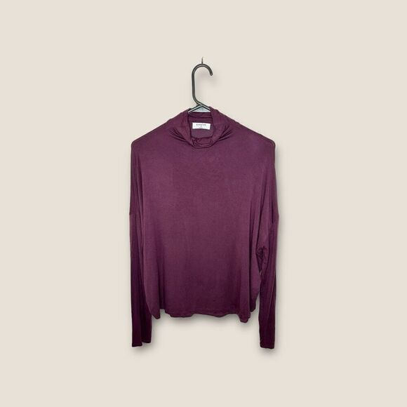 Aritzia Babaton Long Sleeve Mock Neck Top Size Small Burgundy - Picture 1 of 4